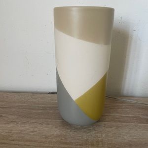Poketo Decorative Ceramic 4 color block Grey Tan Yellow & Off white vase
